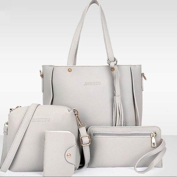 Fashion Handbags - Women’s 4 Pcs Bag Purse Set & Come / Fringe Strap